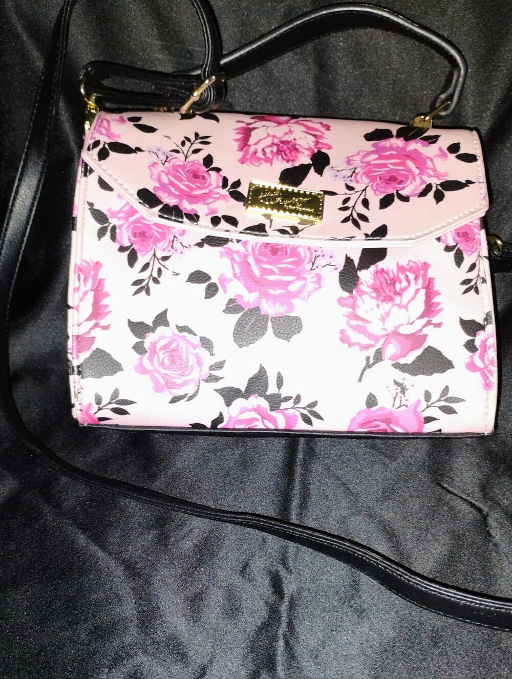 Luv Betsey Betsey Johnson Pink Floral Rose Mini Satchel Crossbody Bag